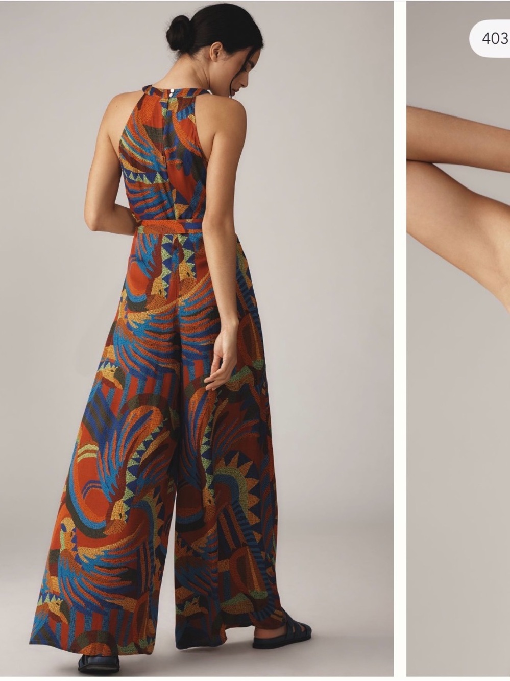 Farm Rio Wide-Leg Halter Jumpsuit in Multicolor Abstract Print - Picture 2 of 5